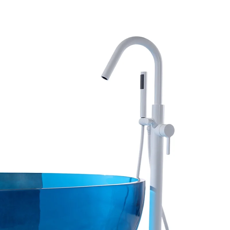 

Bathtub floor-standing all-copper faucet hot and cold mixing valve copper vertical bathtub faucet shower bathroom