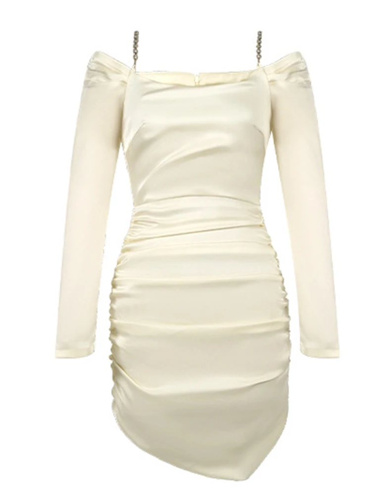 Nightclub Abiti da festa eleganti Abiti da donna Dolce con spalle scoperte Pieghe aderenti Abito corto Compleanno femminile Data Abiti Primavera