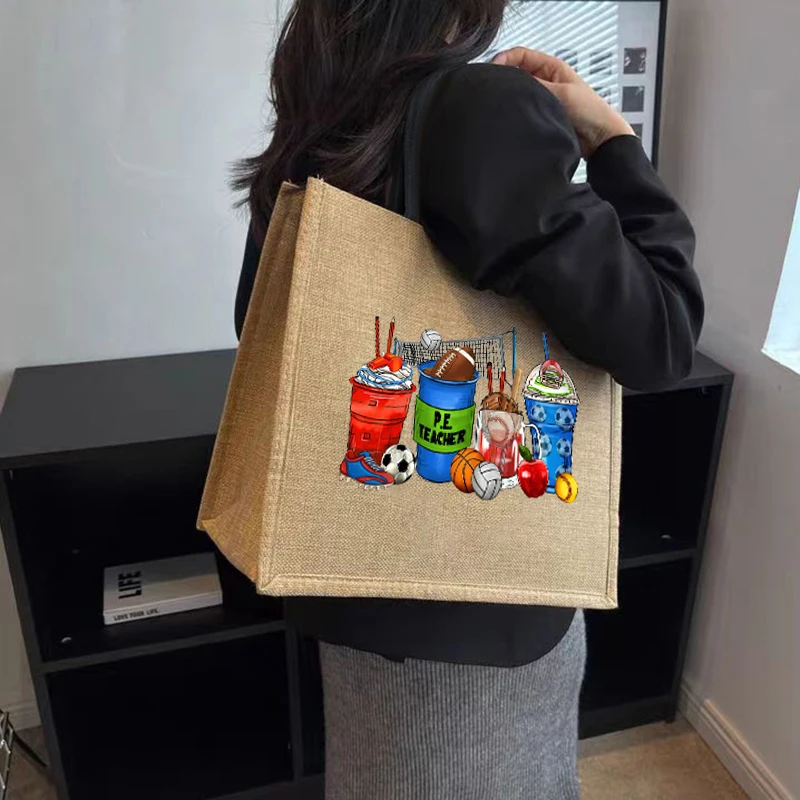 Teacher's Day fashion printed tote bag, large capacity gift bag, women's casual handbag, suitable for commuting shopping