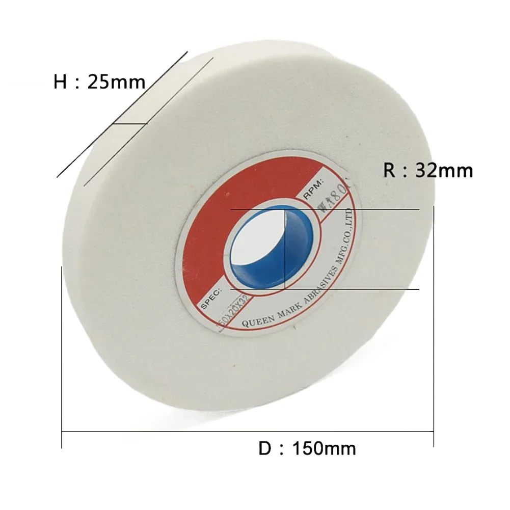 Imagem -05 - Rebolo 80grit Cerâmica Abrasiva Roda Plana Cromo Corindo Rebolo para 618 Pequena Mão Moedor Ferramenta Elétrica 1pc 150 mm