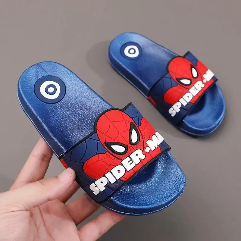 Summer Children Shoes Baby Boy Girl Slippers Cartoon Marvel Spider Man Print Indoor Soft Anti-slip Outdoor Beach Flip Flops