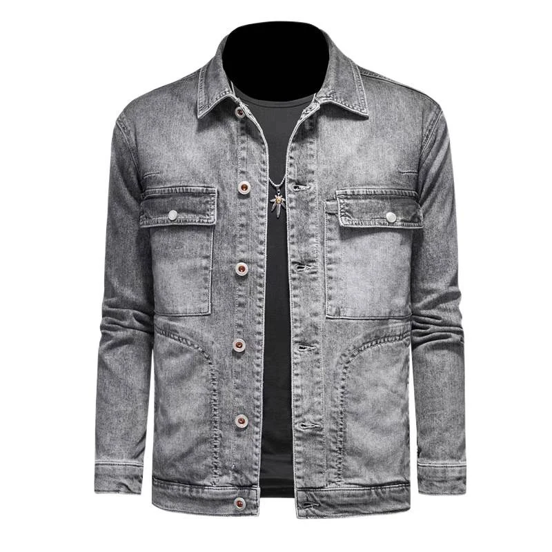 

Spring Autumn Men's Vintage Denim Jackets Fashion Men Streetwear Biker Jean Jackets Men Windbreaker Button Washed Denim Coats