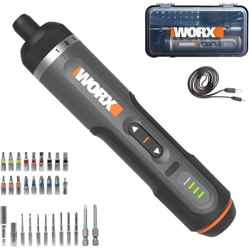 

20V Lithium Screwdriver Kit with 30 Accessories - Cordless Electric Driver - Rechargeable Battery - Ideal for Home and Professio