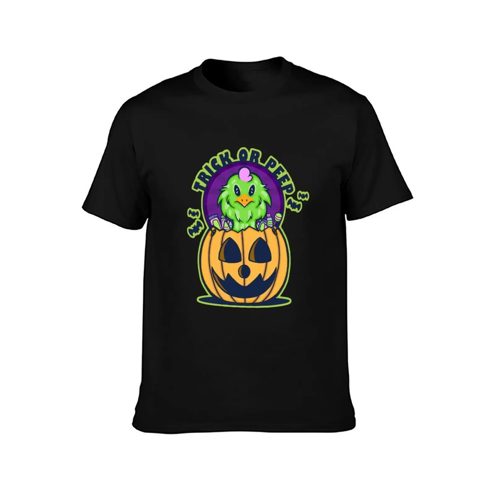 Trick or Peep T-Shirt, Summer Casual Cotton Tee, Oversized Streetwear Tops, Vintage Graphic Print, Loose Fit Short Sleeve