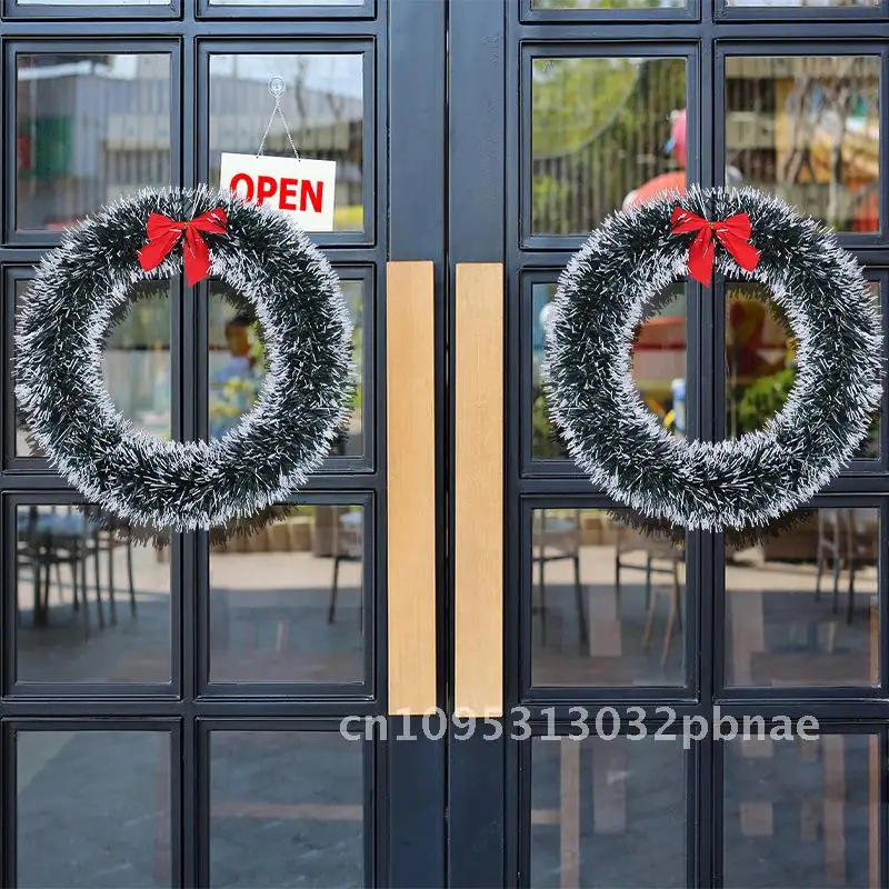 

Christmas Bow Wreath White Green Wreath Shopping Mall Window Christmas Decoration