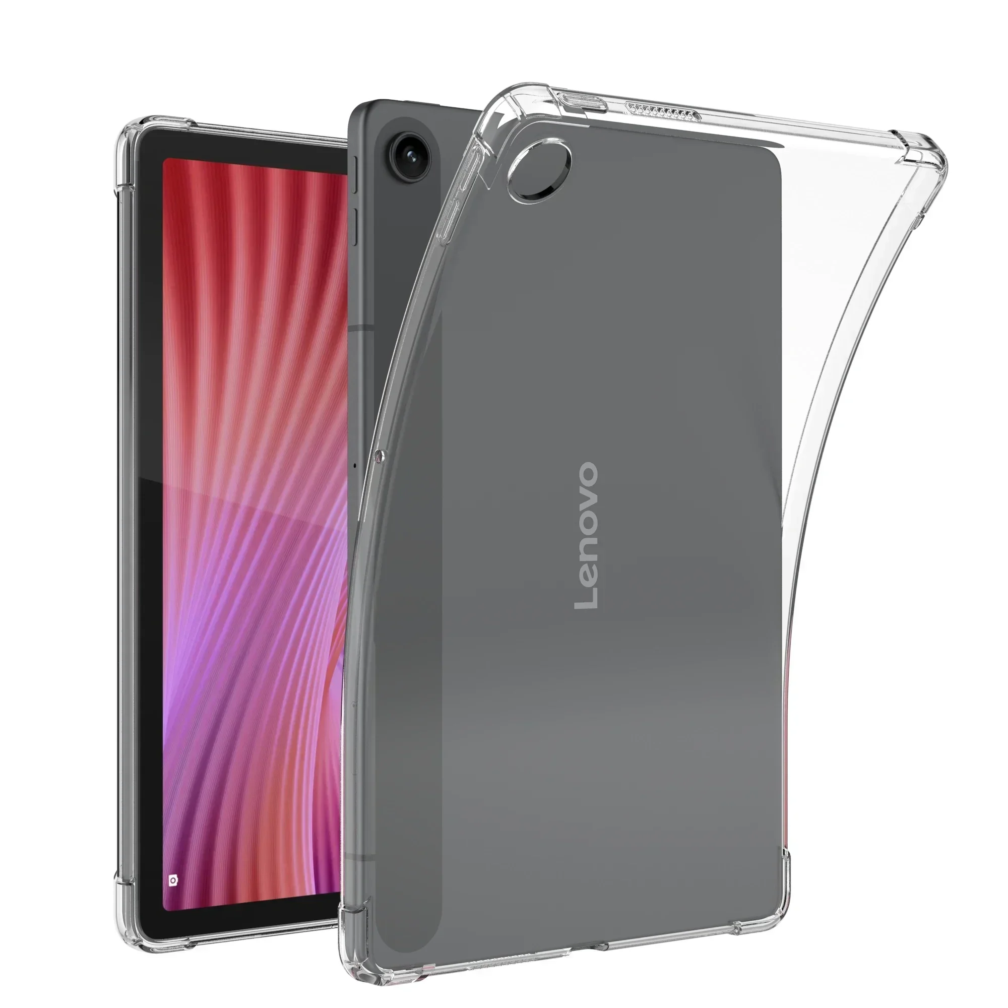 2-IN-1 لجهاز Lenovo Tab TB311FU (2025) 10.1 بوصة غطاء خلفي شفاف مقاوم للصدمات من مادة TPU + حزام يد آمن (أسود) #2