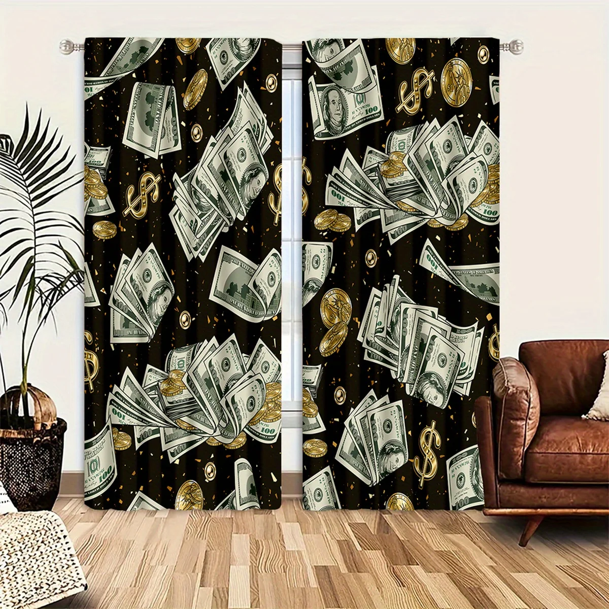 Coin pattern decorative curtains, simple window blinds, lightweight and breathable, suitable for bedrooms, offices and kitchens