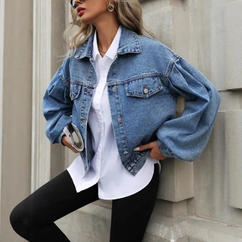 Abbigliamento da donna europeo e americano INS casual street hipster sciolto versatile giacca corta in denim