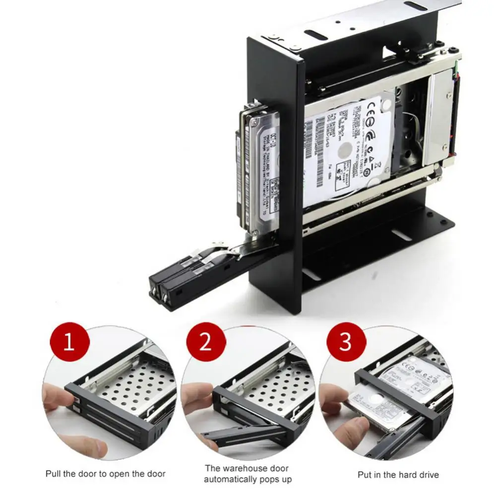 2.5in Hard Drive Enclosure Mobile SSD Internal Dual Bay 2.5inch SATA HDD Tray Rack