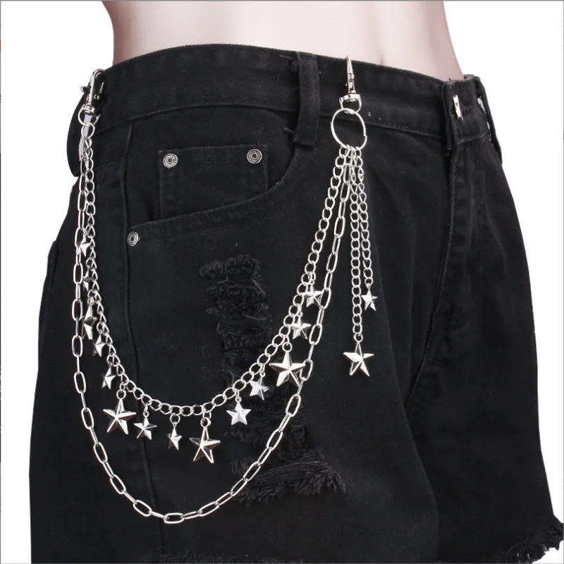 

Punk Metal Five-pointed Star Geometric Bag Chain Hip Hop Hipster Cool Hundred Pair Pants Chain For Men and Women