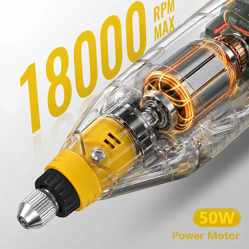 HIPPCRON 900mAh 3.7V Engraver Electric Drill Carving Pen 18000 RPM Variable 3-Speed Rotary Tool Kit for Grinding and Polishing