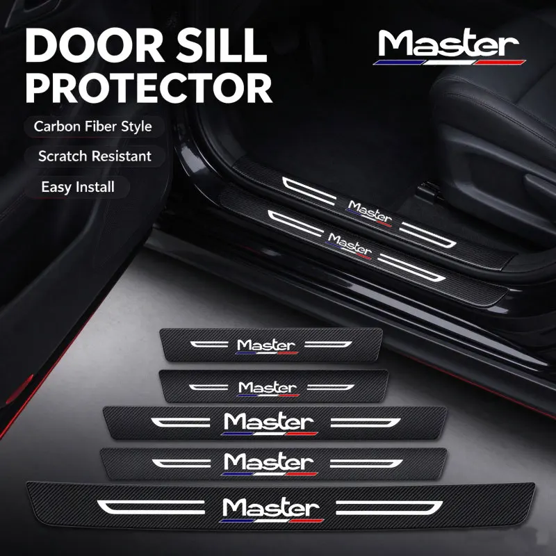 Anti Scratch Car Door Sill Protective Film Stickers For Renault Master Logo Rear Trunk Bumper Guard Strip Auto Decor Accessories