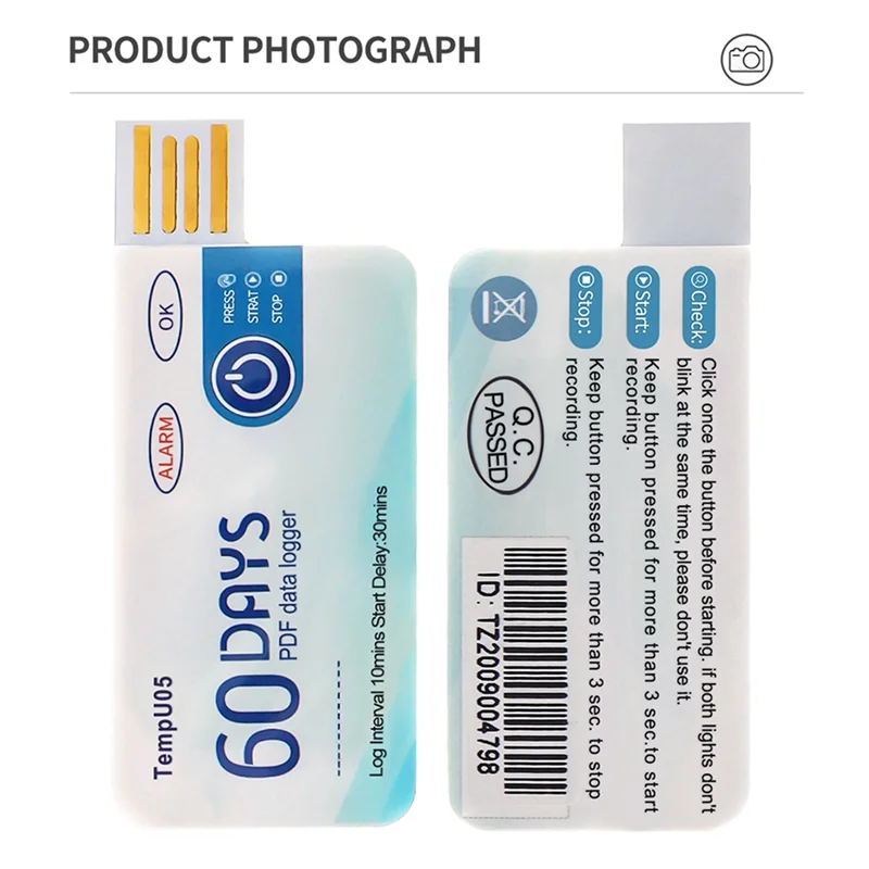 10 Pcs/Lot Tempu05 Temperature Data Logger Single Use 60 Days PDF Report USB Port Data USB Data Logger-Hot