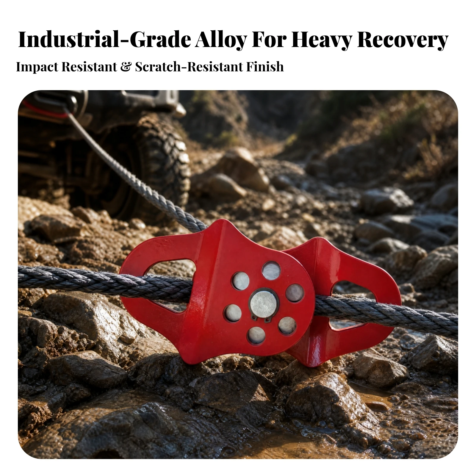 Winch Pulley Block Compact Rope Pulley Block Hardware High Strength Long-Lasting for off-Roaders, Outdoor Rigging