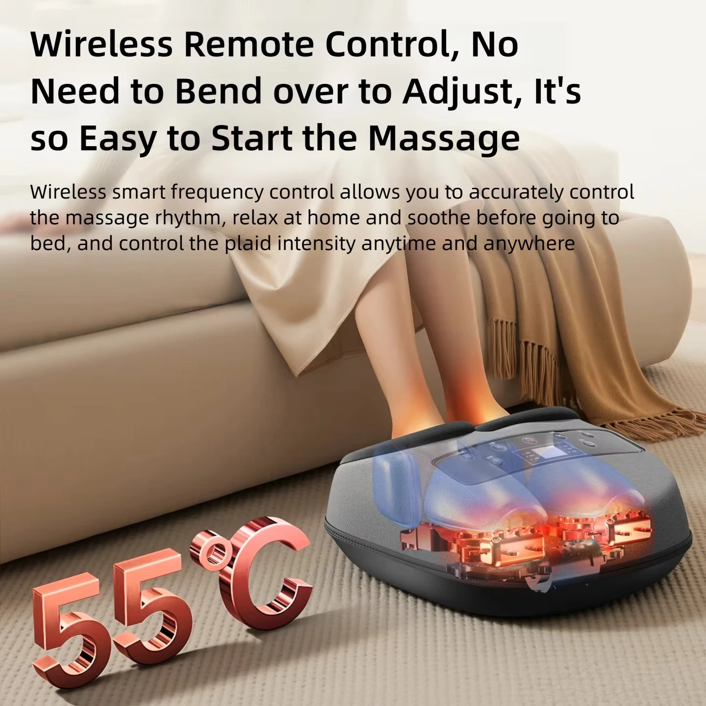 Electric Foot Massage Machine Deep Kneading with Compression for Muscle Relief Multi-Level Settings Home Use Foot Massager view 5