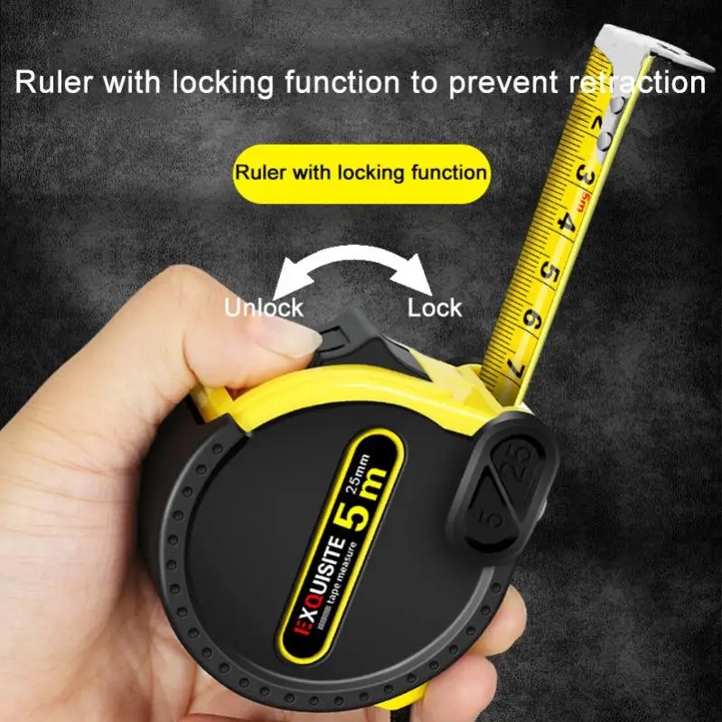 Steel Tape Measure Retractable 3M 5M 7.5M 10 Meters Thickened Self-locking Woodworking Tool Precise Clear Metric Tape Ruler