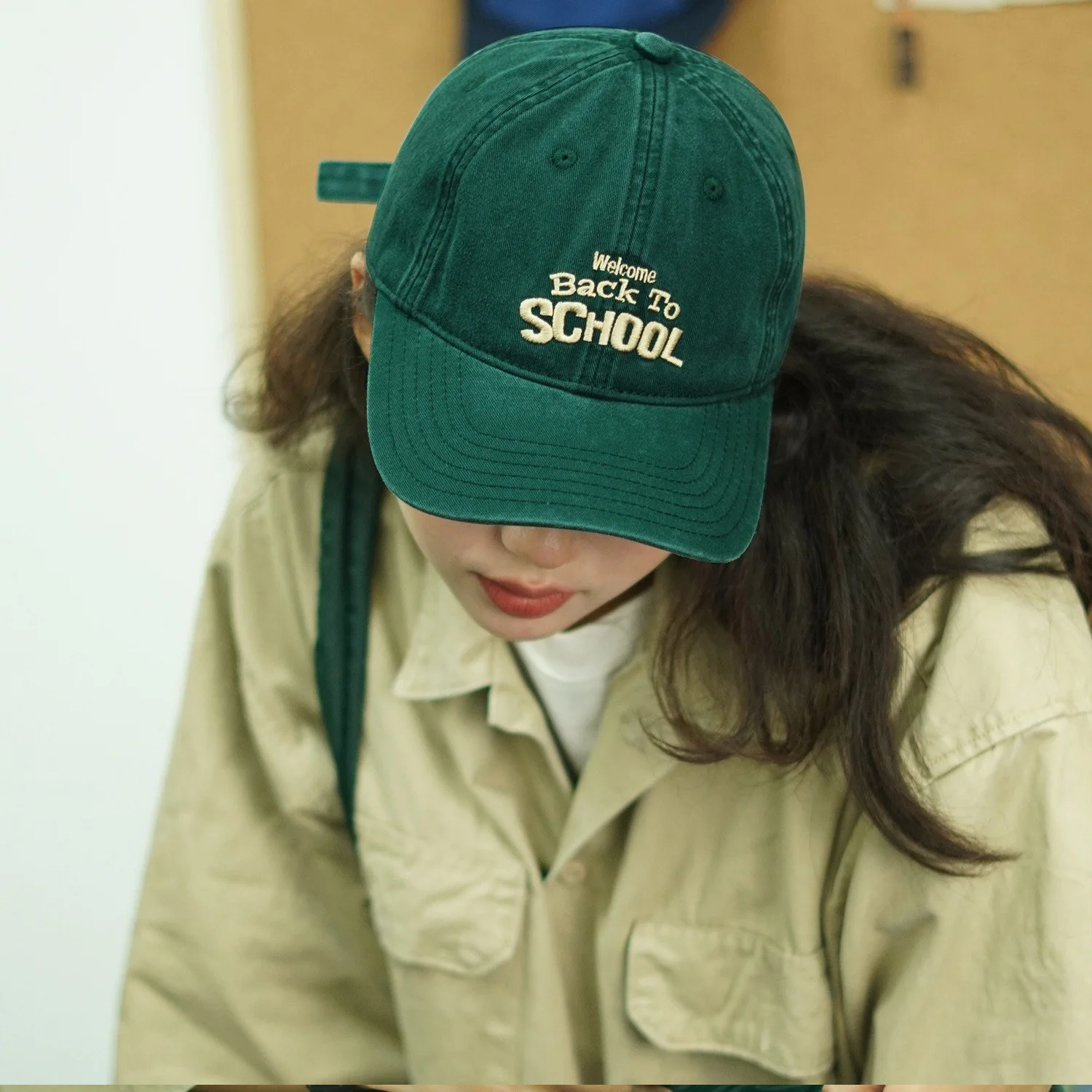 

Japanese Soft Top Giant White Dark Green Cap Women's Summer Embroidery Sun Protection Versatile Sunshade Baseball Cap Men's Hat