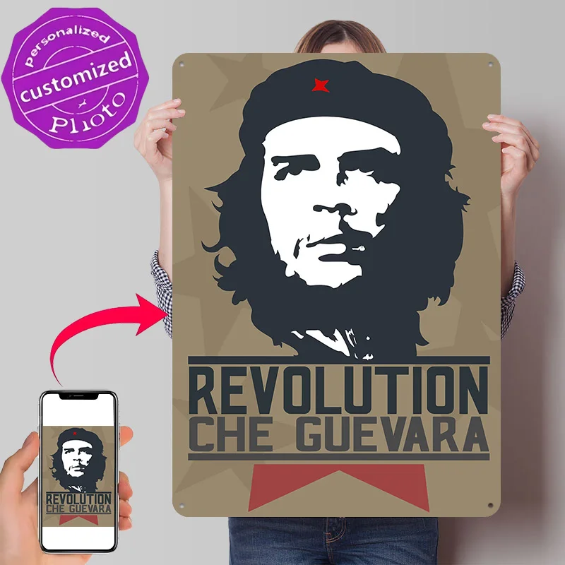 Che Guevara Revolution 3D Texture Metal Poster Customized Wall Art Tin Sign Gift for Mancave Vintage Retro Decoration Room Decor