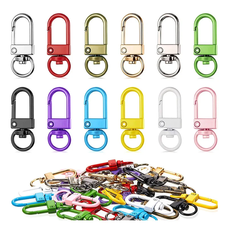 Colorful Metal Lobster Claw Clasps Swivel Lanyards Trigger Snap Hooks Strap with Key Rings DIY Accessories for Bag Key Chains