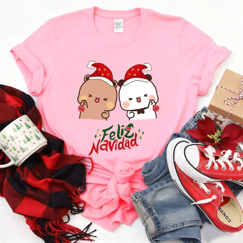Feliz Navidad camisetas con dibujos animados de Bubu Dudu fiesta popular camiseta neutral