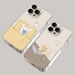 Rabbit Dog Cell Couple Phone Case For iPhone 16 15 11 12 14 13 Pro Max Mini XS Max XR SE 7 8 Plus Soft Animal Silicone Covers