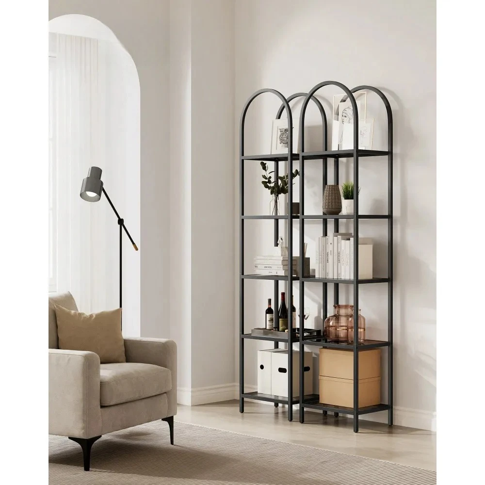 

VASAGEL 5Tier Bookcase With Tempered Glass MultiPurpose Storage Shelf For Office, Home, Book Organizer SpaceSaving Bookshelf