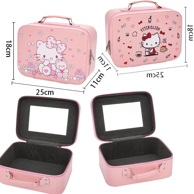 

Косметичка Sanrio Hello Kitty, большая вместительная, милая, с персонажами Cinnamoroll, портативная, с аниме-дизайном, подарок для девочек в стиле кавайи