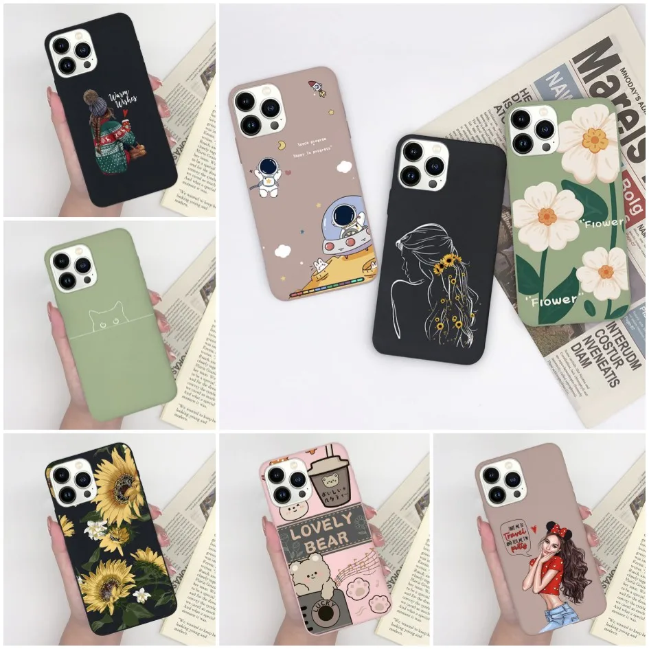 For Apple iPhone 14 Pro Max Case Shockproof Fashion Silicone Case Matte Popular Pattern Cover For Apple iPhone 14Pro Funda Coque