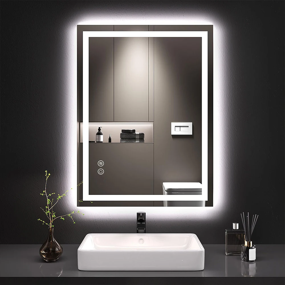 Espejo LED Rectangular 19.7x27.5" para Baño, Táctil y Antivaho, 3CCT 🌟
