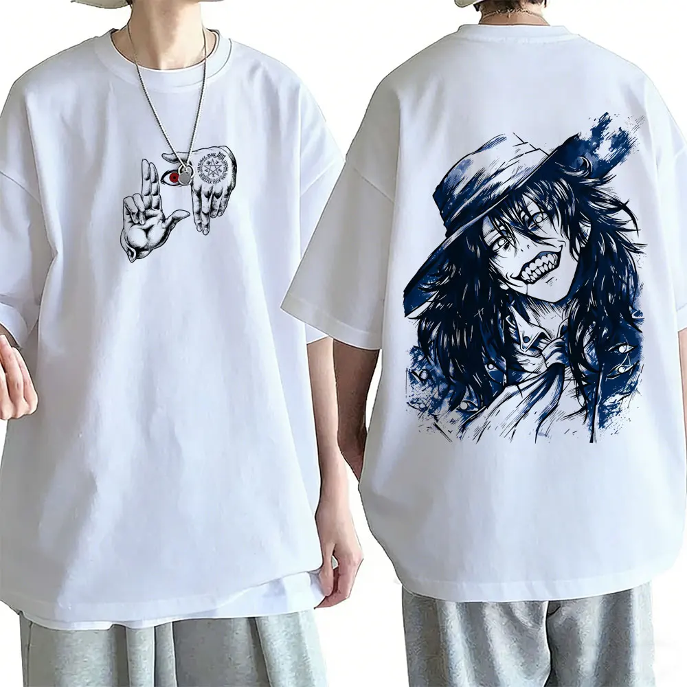 Anime Hellsing Vampire Alucard Head Graphic T-shirt Men Women Manga Gothic Rock T Shirts Male Fashion Vintage Oversized Tshirt