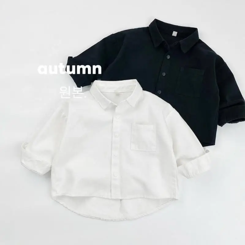 

2025 Autumn New Children Long Sleeve Casual Coat Solid Boys Girls Shirts Jacket Baby Lapel Tops Cotton Kids Clothes
