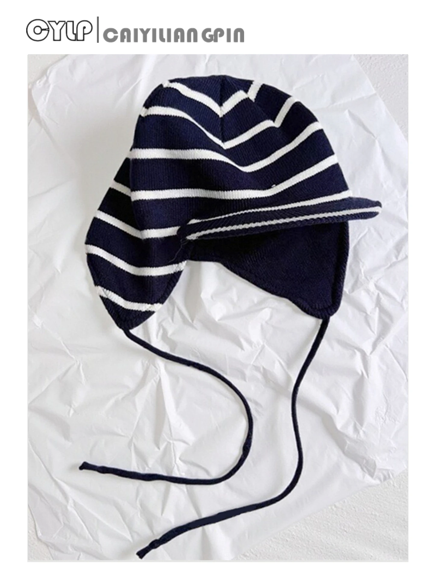Ear Protection Striped Duckbill Knitted Hat Style Warm Head Wrap Lei Feng Hat for Men