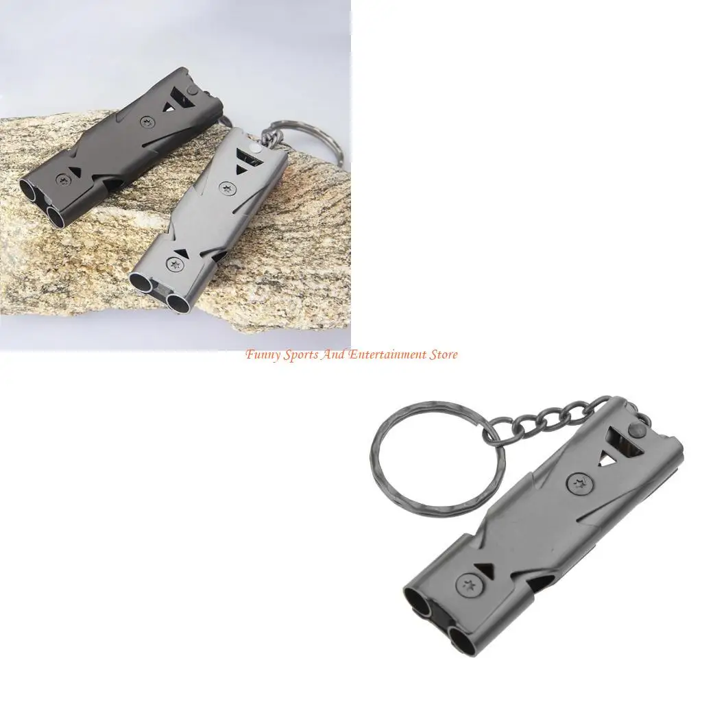

C4DE Outdoor Survival High Decibels Double Pipe Stainless Keychain Cheerleading Emergency Multifunction Tools