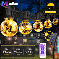 11.7m G40 Outdoor Solar String Lights with 32(30+2) Pcs of Shatterproof Waterproof Bulbs, Hanging Lamp for Backyard Party Deco