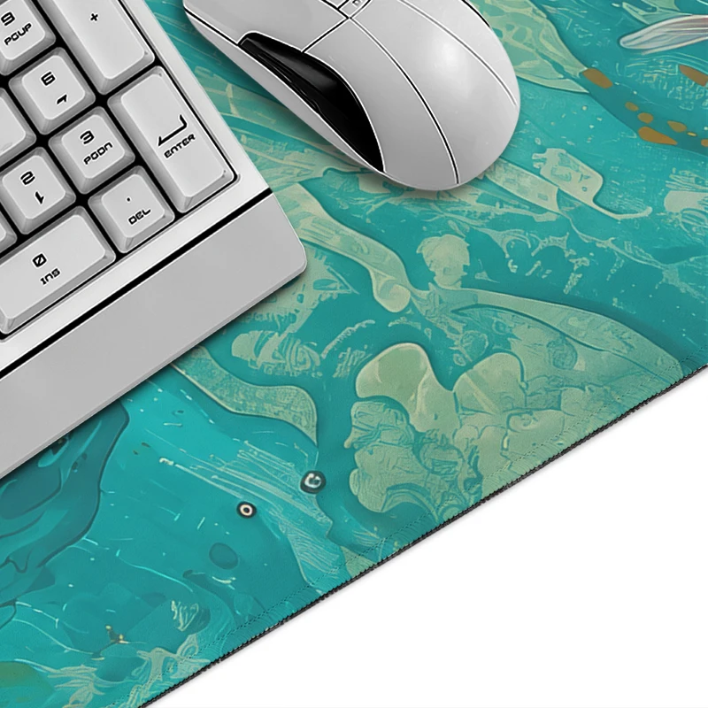 Turquoise Koi Lotus Mouse Pad Gamer printon demand HD Home New Mousepad XXL Desk Mats Non-Slip Soft Office Mice Pad