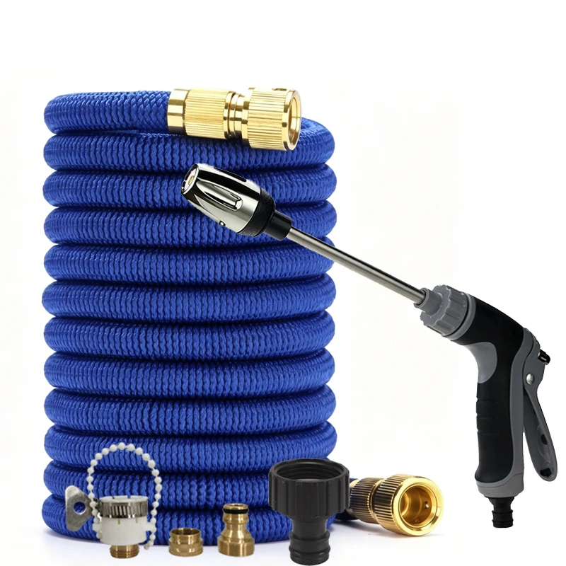 Tuyau d'arrosage télescopique flexible pour jardin, pulvérisation haute pression, tige métallique, tuyau d'arrosage domestique, utilisé pour nettoyer la pelouse et la terrasse