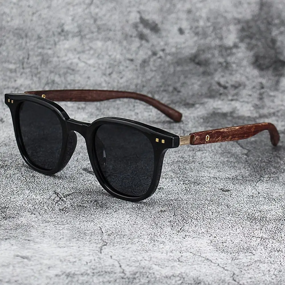 New UV Protection Wood Grain Sunglasses Outdoor Street Photography Cycling Eyewear Square Frame Sun Glasses for Women & Men