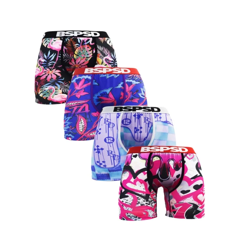 

Мужские трусы-боксеры (4 шт.): комфортные, дышащие, для плавания, больших размеров, с сексуальным принтом