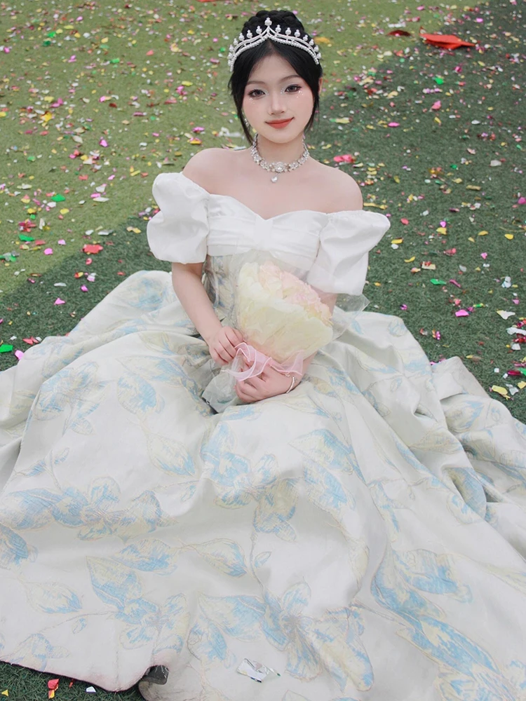 

Синее вечернее платье с высокой талией и одним открытым плечом, А-силуэт, для взрослых, на день рождения, свадьбу