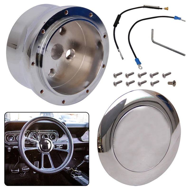 Universal Hub Adapter & Horn Button for 9 Bolt 1.4inch Hole to Hole Steering Wheel