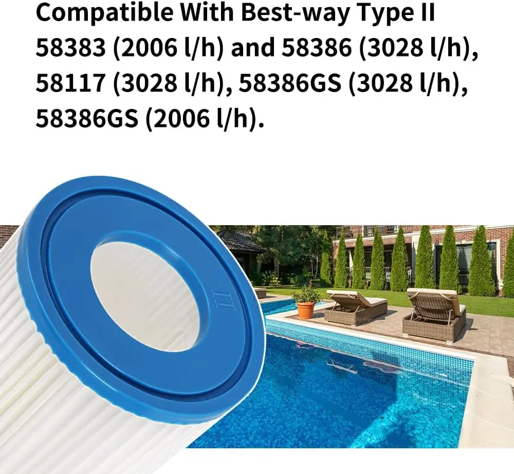 Filter Cartridge for Bestway II, Pool Spa Filter Cartridge for Flowclear II, for Lay Z Spa, 58094, 58383, 58386, 58117, 58386GS - view 2