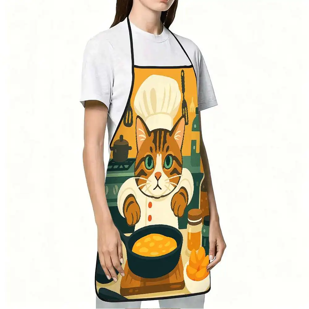 1PC Chef Cat Apron, Durable & Washable, Multi-Scene Protective Apron