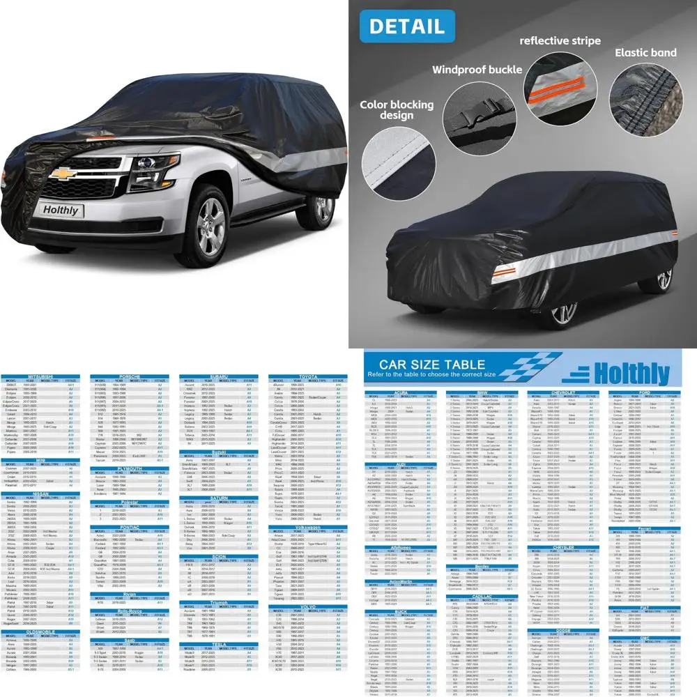 

Waterproof All-Weather Car Cover for Large SUVs - 100% Waterproof Protection Against Rain, Snow, UV Rays, and Dust