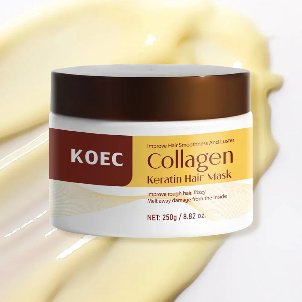 250g KOEC Collagen Hair Mask Deep Repair Conditioner Nourish Dry Damaged Strands Hydrate Frizzy Tresses Smooth Soft Shiny