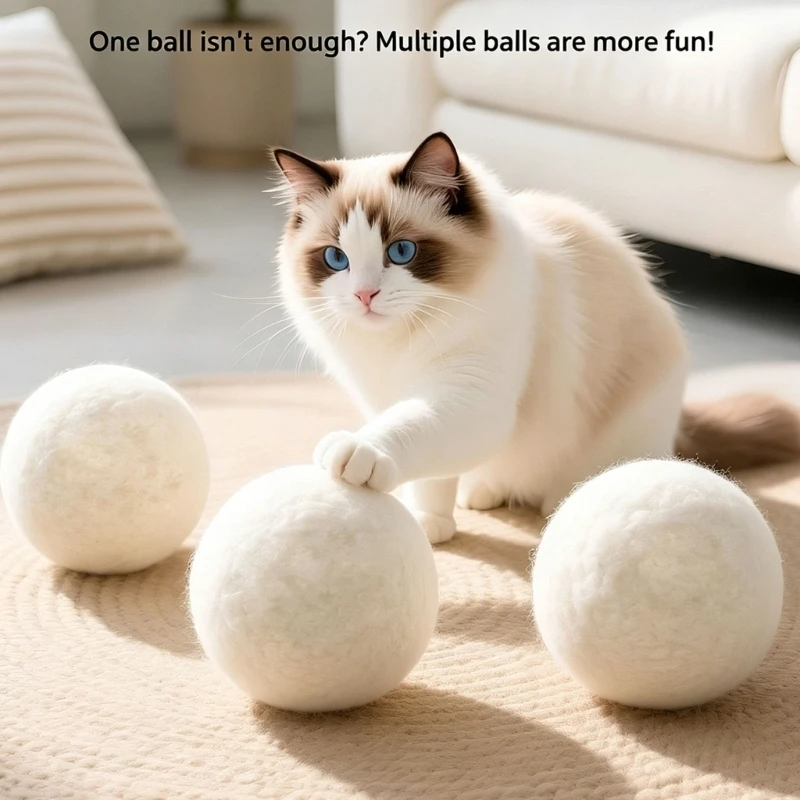 H8WB Plush Cats Toy Ball Soft Batting and Chasing Play for Indoor Cats Entertainment