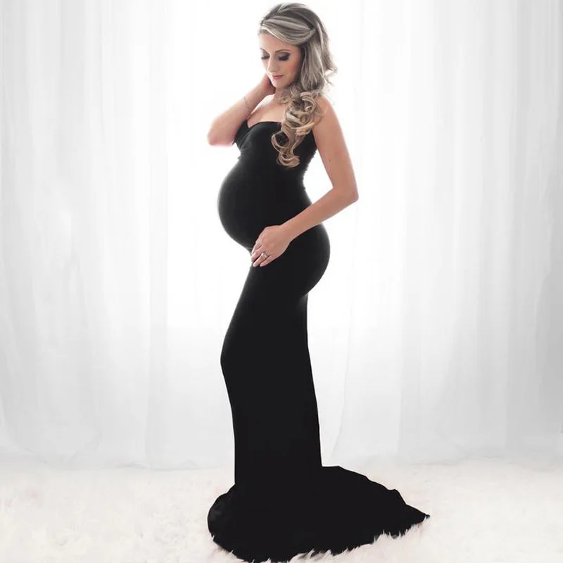 

Sexy Mercerized Cotton Maternity Dresses for Photo Shoot Off Shoulder Pregnancy Photoshoot Dress Baby Shower Gowns for Pregnant