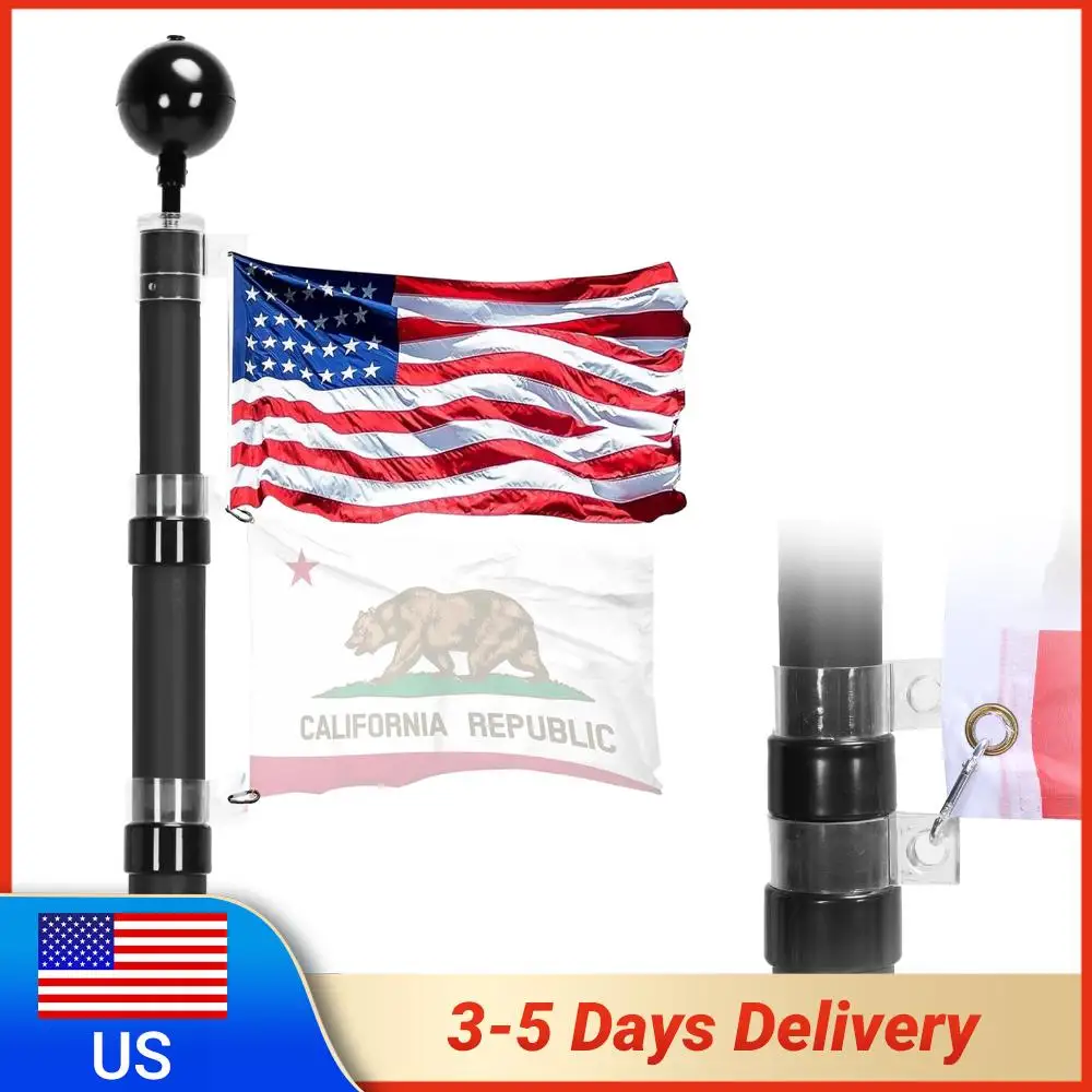 

Усиленный флагшток с защитой от запутывания и вращением на 360°, комплект ° Вращающиеся кольцевые зажимы для сада, жилых и коммерческих объектов