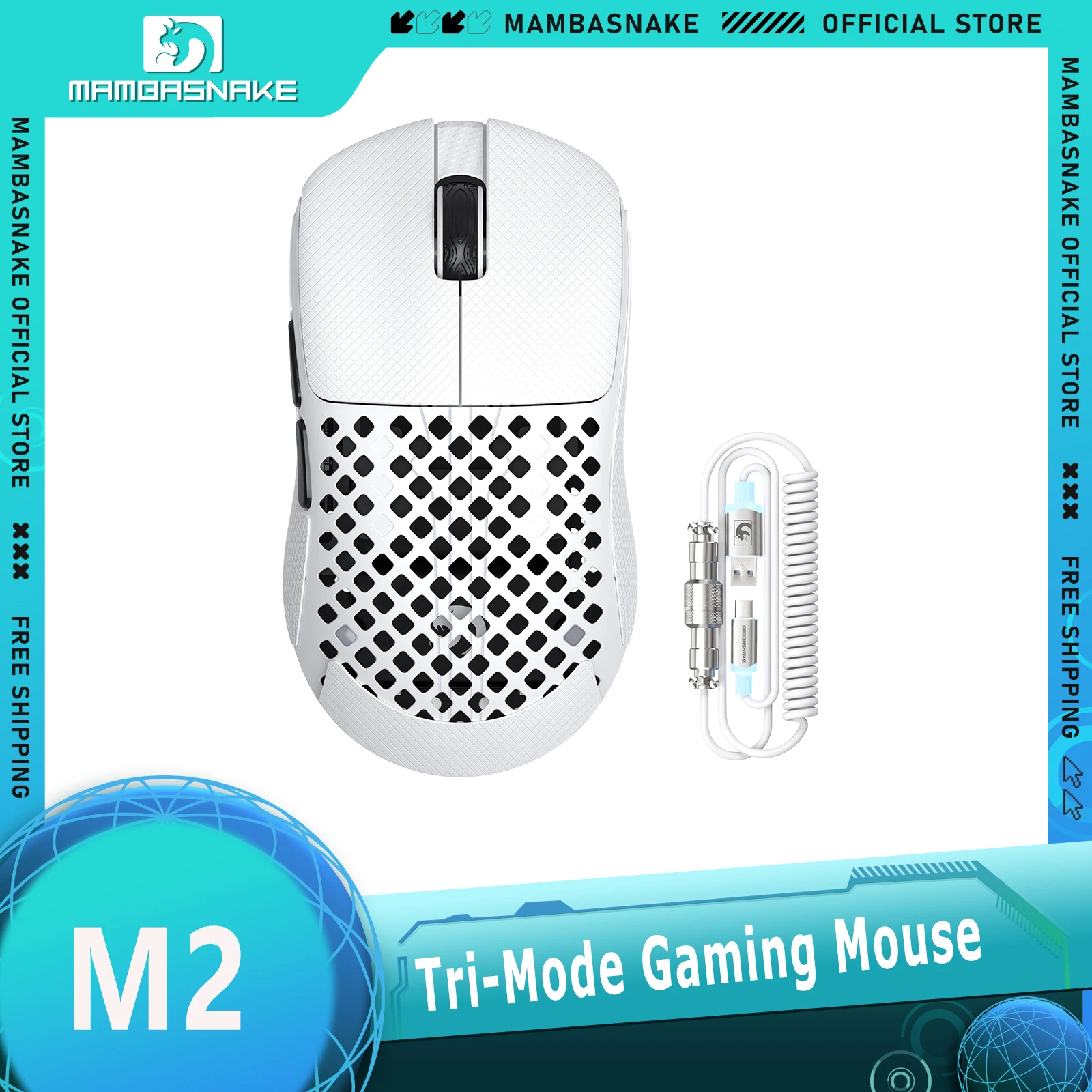 

Беспроводная игровая мышь MAMBASNAKE M2 Tri-Mode с кабелем 8 кГц, ультралегкая (41 г), из углеродного волокна, сенсор PAW3395PRO, 40000 DPI