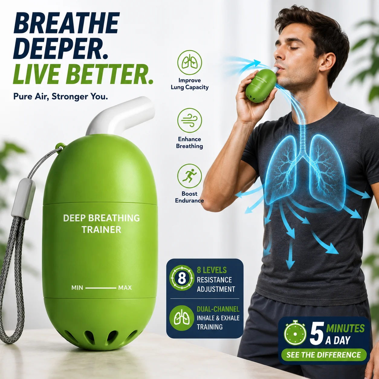 Breath Training Device | ABS Lung Exerciser for Sports Performance | Wholesale Respiratory Trainer
