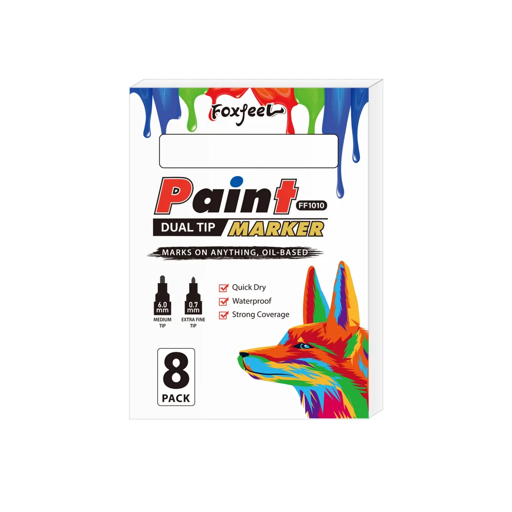 8 Color Set Colorful 0.7mm 6mm Double Head Permanent Paint Marker Waterproof For DIY Graffiti Tire Tread Rubber Fabric Paint Pen